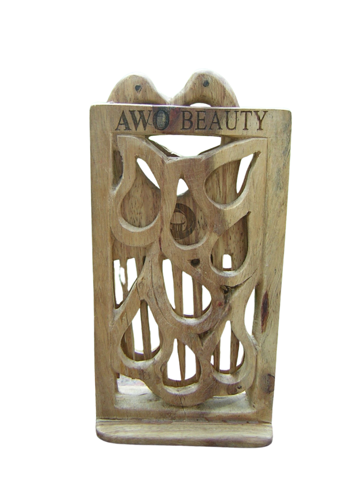 Peigne Afro – bois de teck et son support