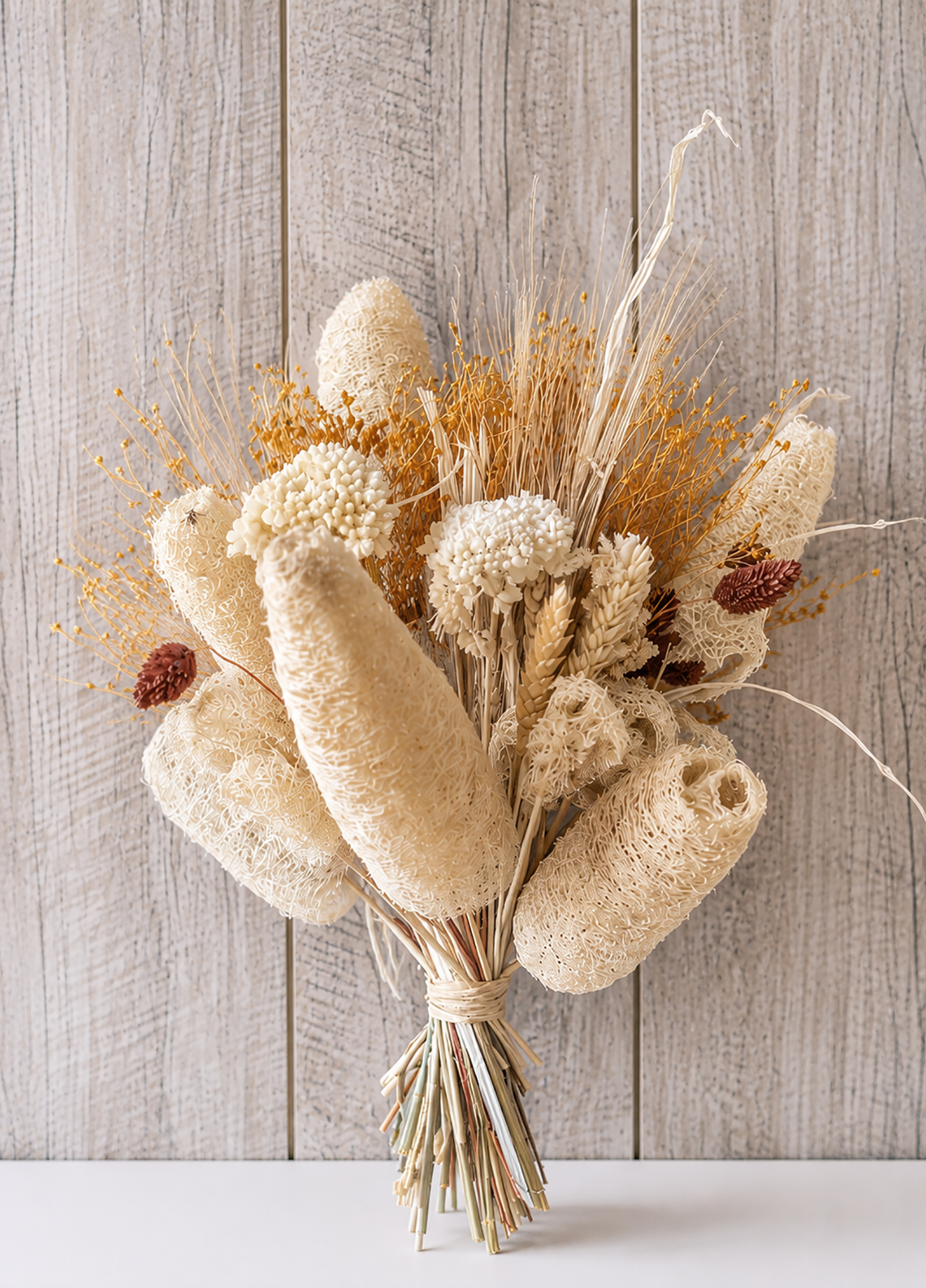 Bouquet de fleurs séchées et Luffa